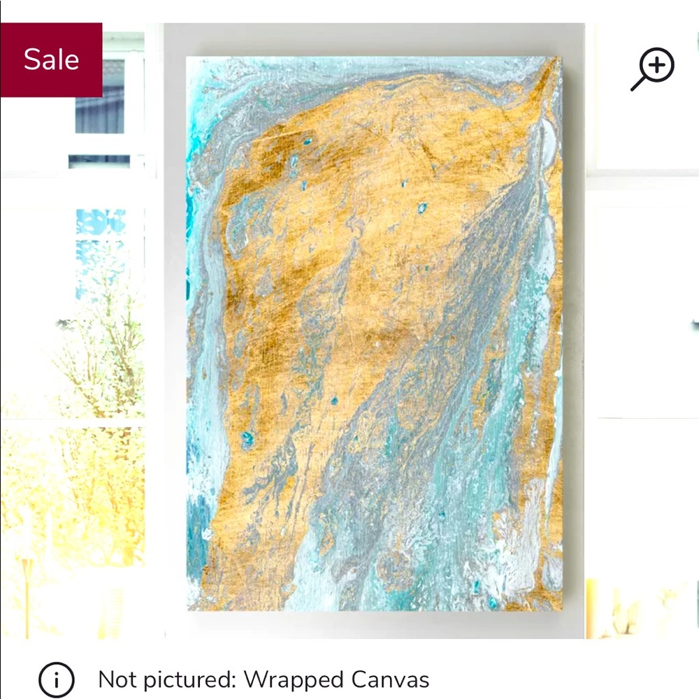 wall Art aqua and gold canvas
